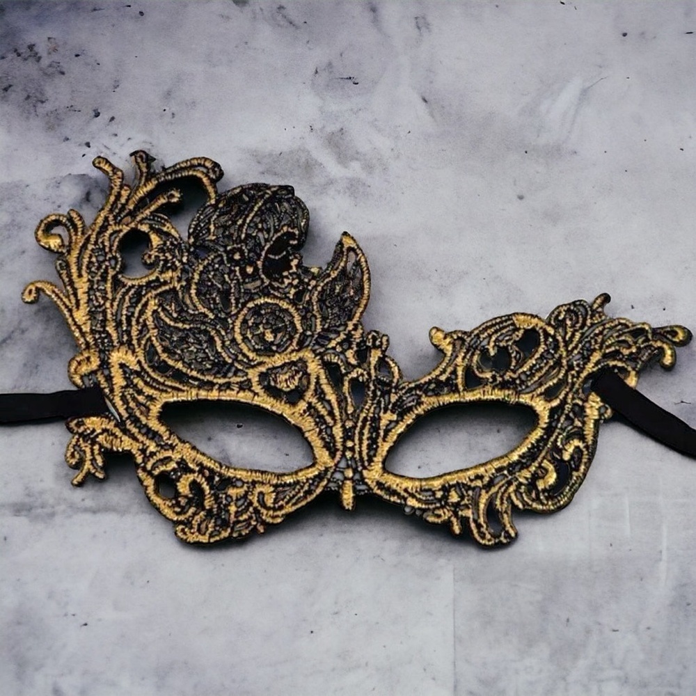 Stunning Gold Lace Masquerade Mask - Handcrafted for Mardi Gras & Parties! NEW
